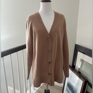 Bloomingdale's NEW Cashmere  Classic tan brown V-Neck Cardigan L